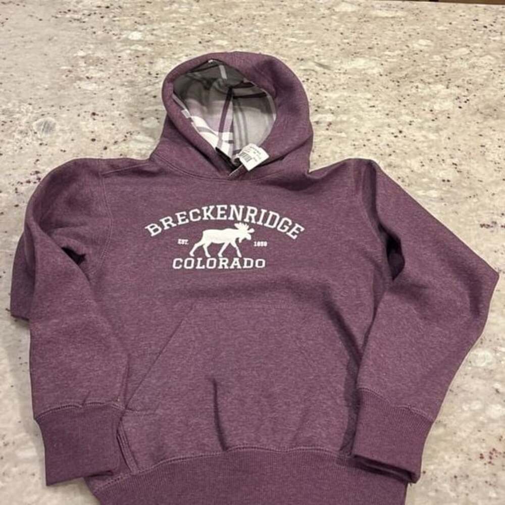 Outfitter Trading Co‎ kids Breckenridge Colorado Purple Hoodie Sweatshirt